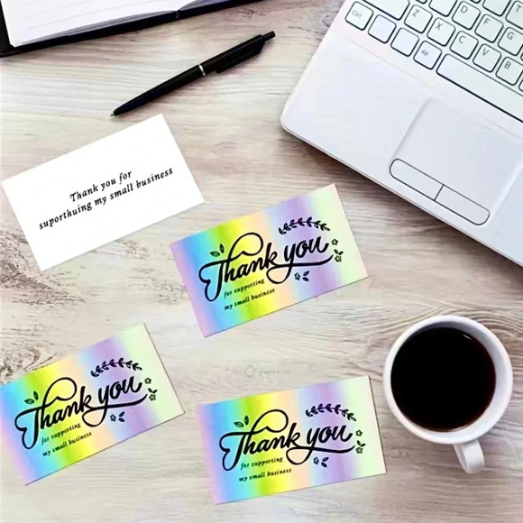 50PCS Thank You ~Colorful Holographic~ Cards NEW - Picture 4 of 4